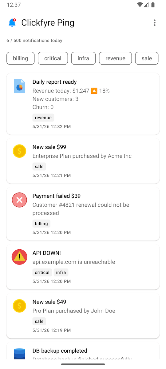 Clickfyre Ping screenshot